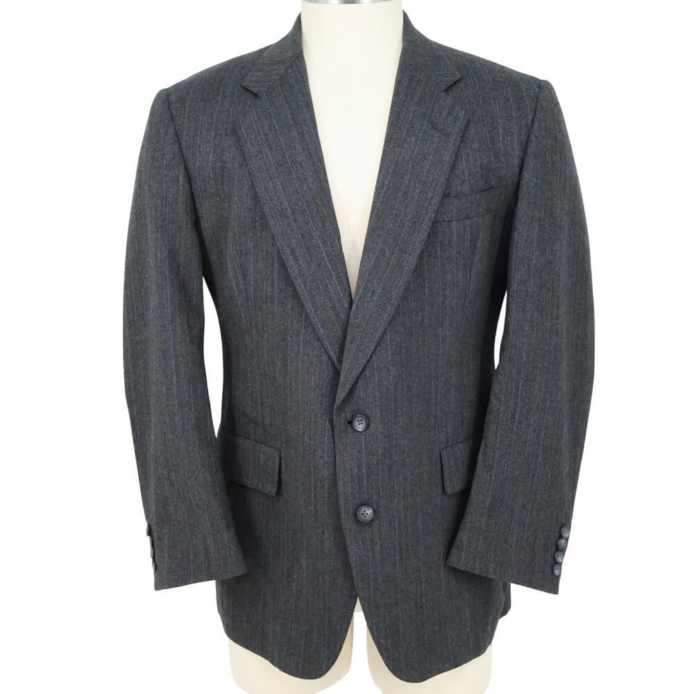 Hart Schaffner Marx Sport Coat Mens 42R Gray Wool Herringbone Jacket FLAWS